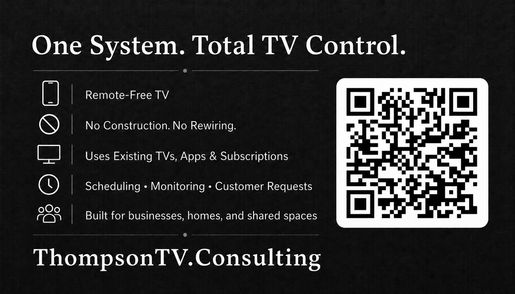 Thompson TV promise and capabilities card
